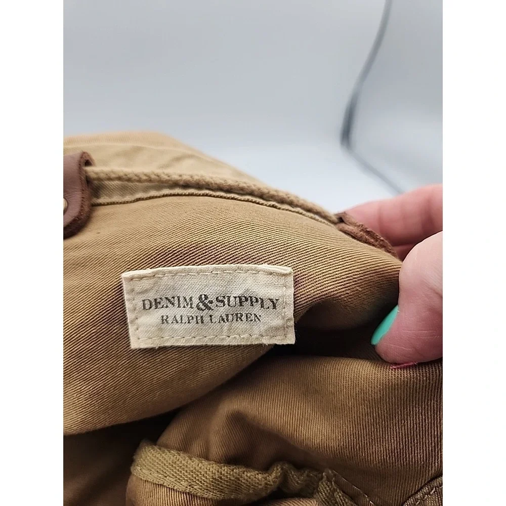 Ralph Lauren Denim & Supply Khaki Green Canvas Shoulder Bag‎ With Leather Accent